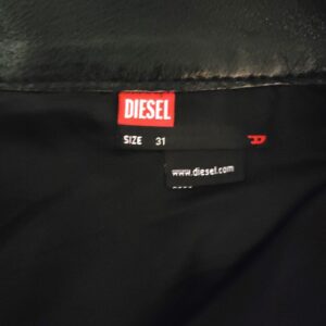 Diesel industry men black leather boot cut vintage pants