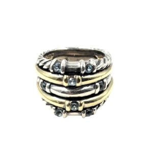 David yurman topaz five row 14k yellow gold and 925 cable band ring