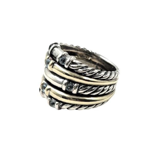 David yurman topaz five row 925 and 14k yellow gold cable band ring