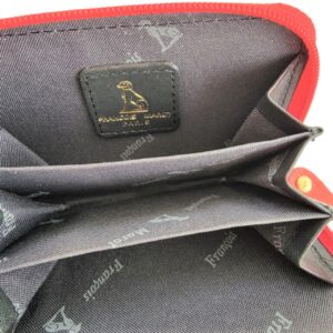 Francois Marot Paris red leather inside monogrammed zip wallet.