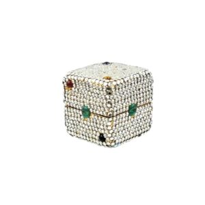 Judith leiber domino shape swarovski crystals pill box