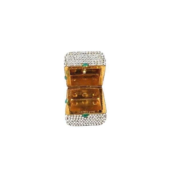 Judith leiber cube dice shape swarovski crystals pill box