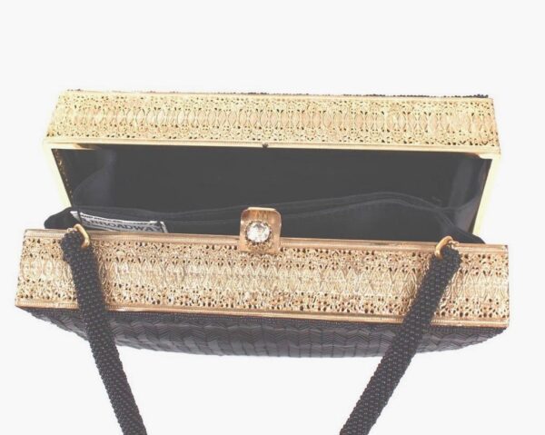 Vintage Broadway black tube bead designer purse