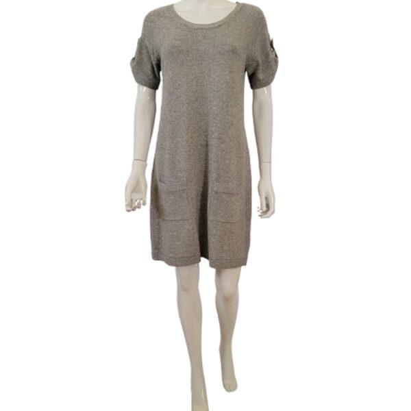 Theory gray cashmere double pocket front dress.