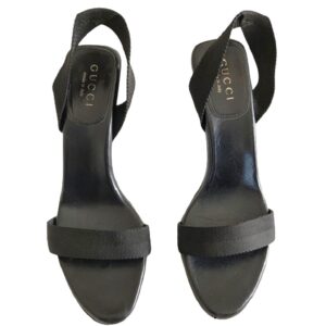 Gucci black open toe pull up high heel pumps shoes