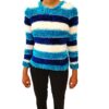 String shaggy design multi color crew neck sweater.