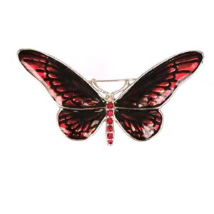 SFJ vintage enamel & crystal butterfly brooch pin