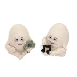 Allyson Nagel 1995 egg head St Patrick & music note figurines