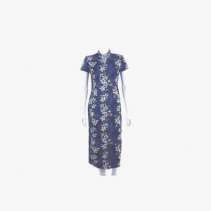 Vintage Iolani floral print aloha Hawaiian cheongsam style dress