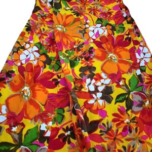 Vintage flower print Aloha Hawaiian watteau pleat midi 60s 70s dress