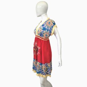 Johnny Was embroidered floral print empire waist mini dress