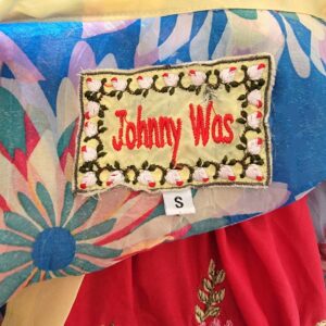 Johnny Was embroidered floral print empire waist mini dress