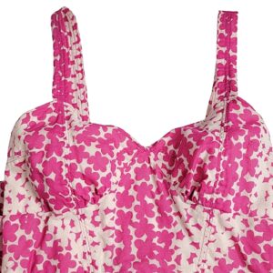 Marc Jacobs pink and white floral print design flare skirt cotton dress