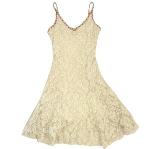 Vintage Betsey Johnson Luxe Ivory floral lace 90s mini dress