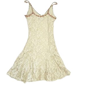 Vintage Betsey Johnson Luxe 90s Ivory floral lace mini dress