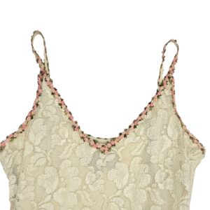 Vintage Betsey Johnson Luxe 90s Ivory floral lace mini dress