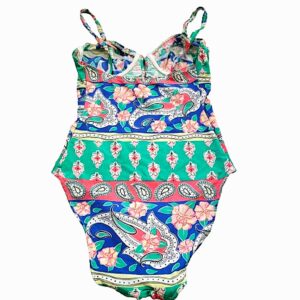 Vintage cacharel floral print two bow neckline bathing suit
