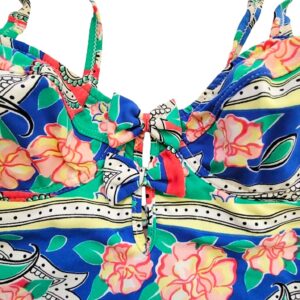 Vintage cacharel floral print two bow neckline bathing suit