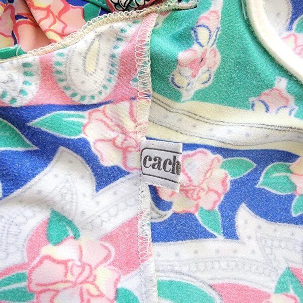 Vintage cacharel floral print two bow neckline bathing suit