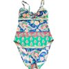 Vintage Cacharel floral print two bow neckline swimsuit