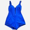 Vintage Maxine of Hollywood 50s blue button front low cut back bathing suit