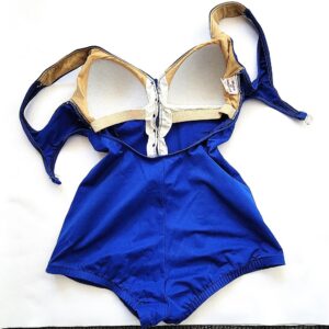 Vintage Maxine of Hollywood 50s blue button front low cut back swimsuit