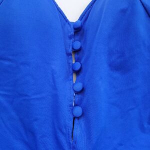 Hollywood 50s blue button front low cut back swimsuit
