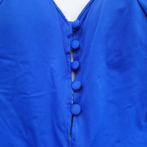 Hollywood 50s blue button front low cut back swimsuit
