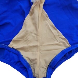 Hollywood 50s blue button front low cut back swimsuit