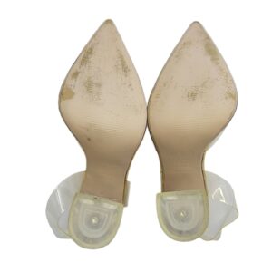 Wet kiss sling back clear rhinestone accent high heel shoes