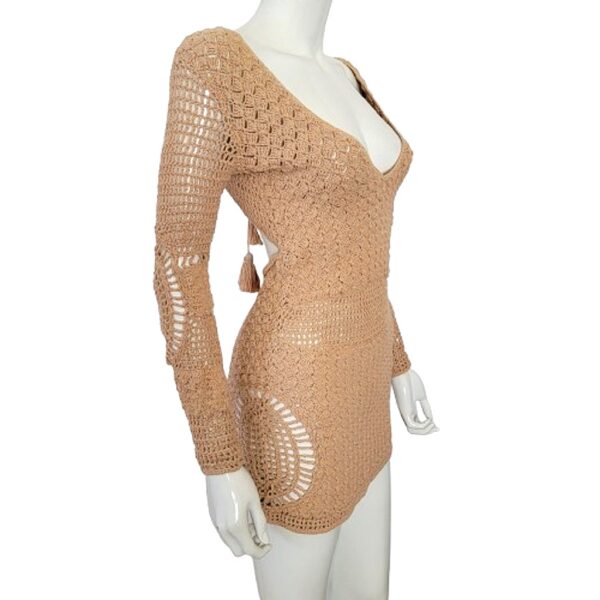 Flook The Label Crochet Mini Dress Geometric Pattern Design - Momentum  Vintage