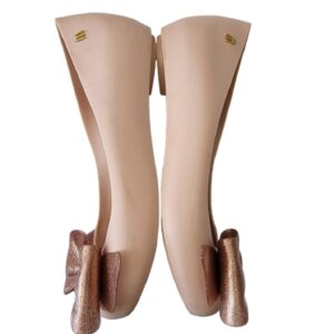 Melissa pink large bow front ballet flats