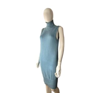 Vintage Betsey Johnson pink punk label blue sweater 80s dress