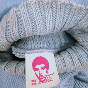 Vintage Betsey Johnson pink punk label blue sweater 80s dress