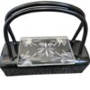 Vintage black Lucite clear floral reversed carved top double handle purse