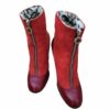 Marc Jacobs red suede patent leather trim zip front booties