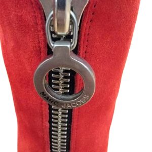 Marc Jacobs red suede patent leather trim zip front booties