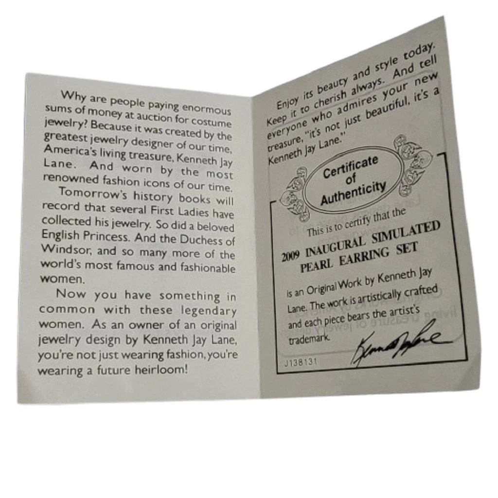 Vintage Kenneth Lane simulated pearl multi color nine pair earrings in original box