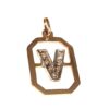 Diamond 14k "V" initial pendant charm