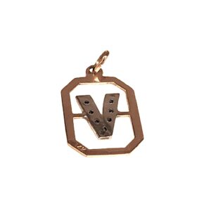 Diamond 14k "V" initial pendant charm