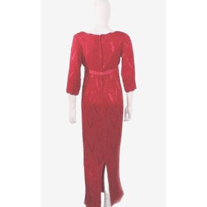 Red Crochet Satin Ribbon Vintage Maxi Dress