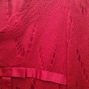 Red Crochet Satin Ribbon Vintage Maxi Dress