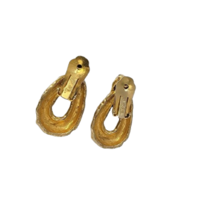 Vintage 80s KJL Gold Tone door knocker clip on earrings