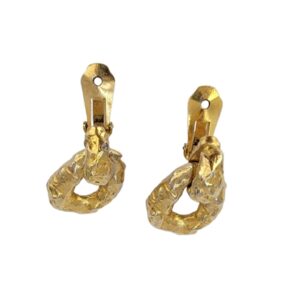 Vintage 80s KJL Gold Tone door knocker clip on earrings