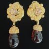 Roxanne Assoulin Front view Lavender & Topaz stones with amber drop clip on earrings