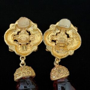 oxanne Assoulin lavender Amber color drop Topaz Set Stone clip on Earrings