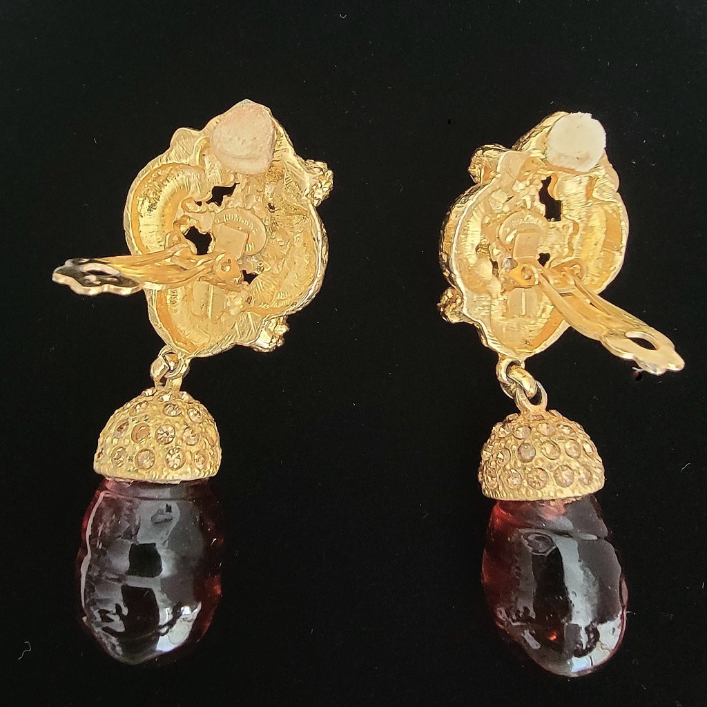 oxanne Assoulin lavender Amber color drop Topaz Set Stone clip on Earrings