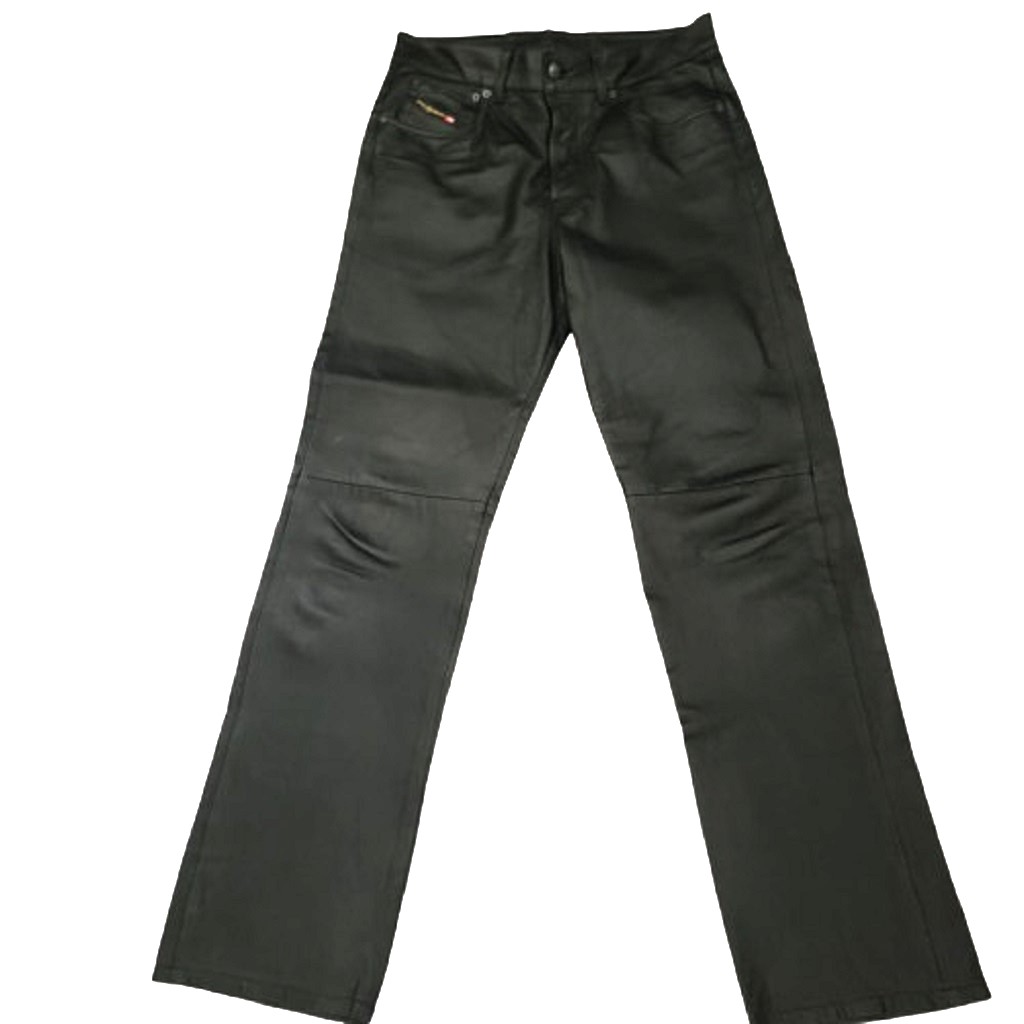 Diesel Industry black leather straight leg pants