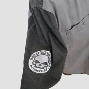 Vintage Harley Davidson color block gray black shirt