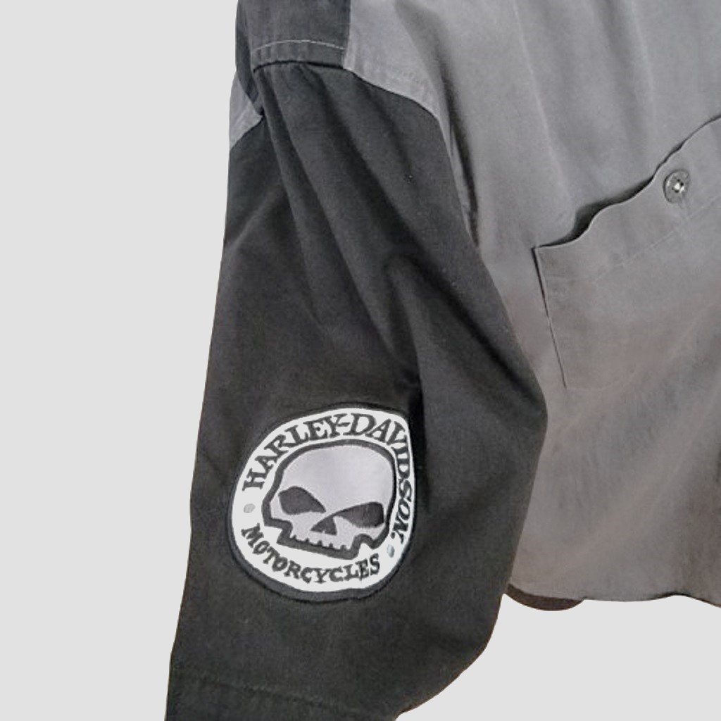 Vintage Harley Davidson color block gray black shirt